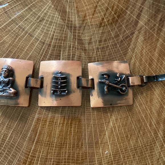 Vintage copper Buddha link bracelet - Picture 3 of 6